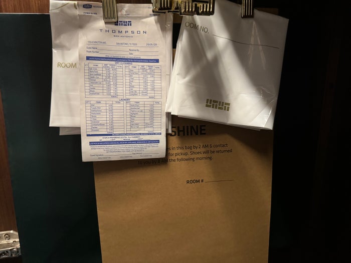 Thompson San Antonio Riverwalk closet laundry price list