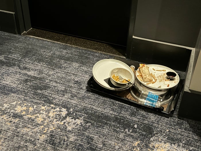 Thompson San Antonio Riverwalk dirty dishes in hallway