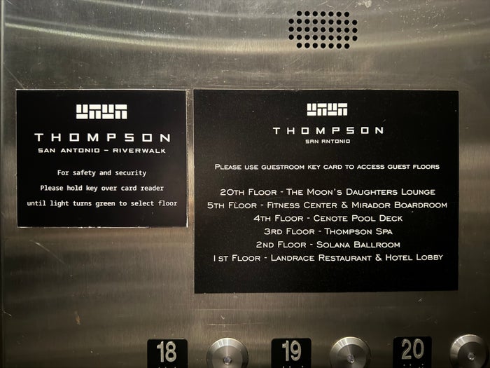 Thompson San Antonio Riverwalk elevator floor signs