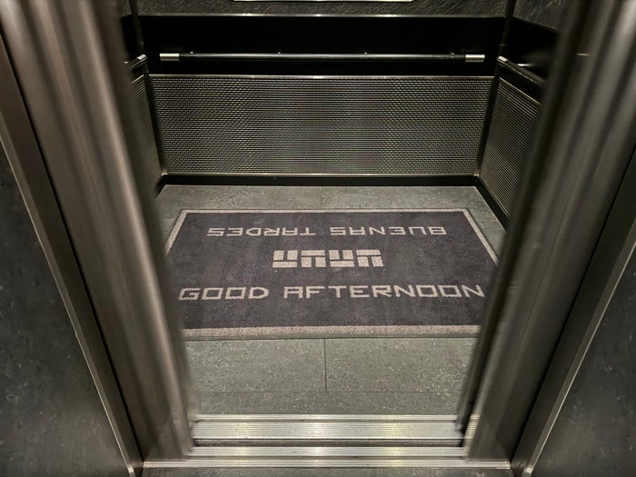 Thompson San Antonio Riverwalk elevator good afternoon mat