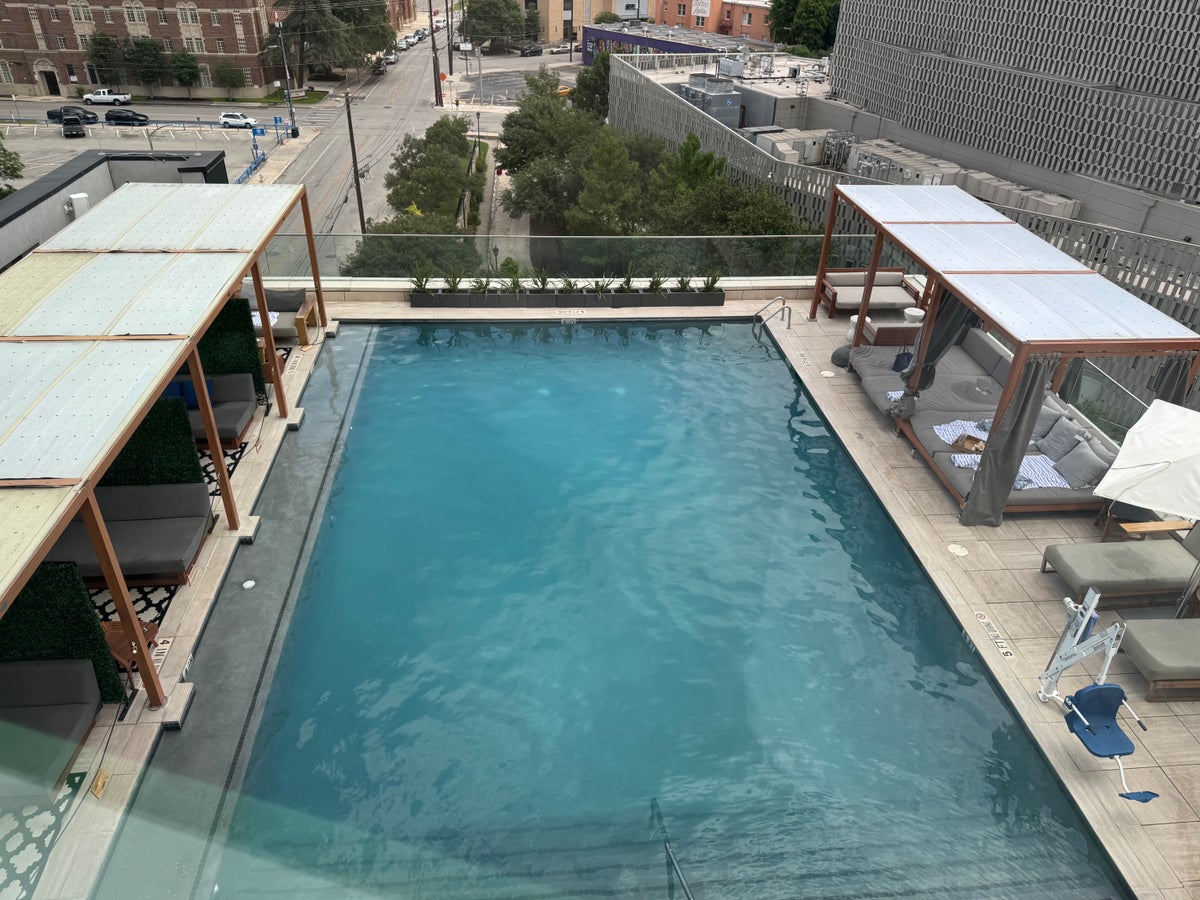 Thompson San Antonio Riverwalk gym view over pool