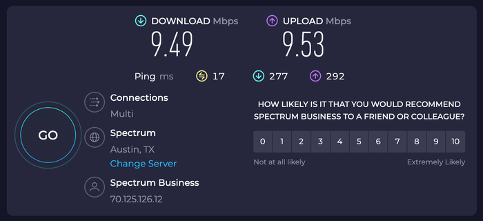 Thompson San Antonio Riverwalk internet speed test