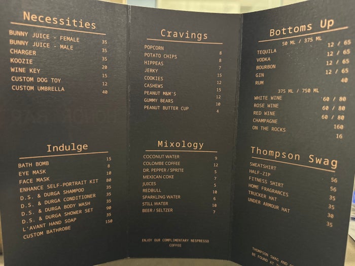 Thompson San Antonio Riverwalk minibar prices