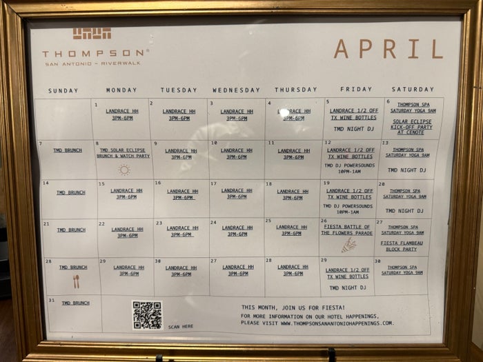 Thompson San Antonio Riverwalk schedule near elevator