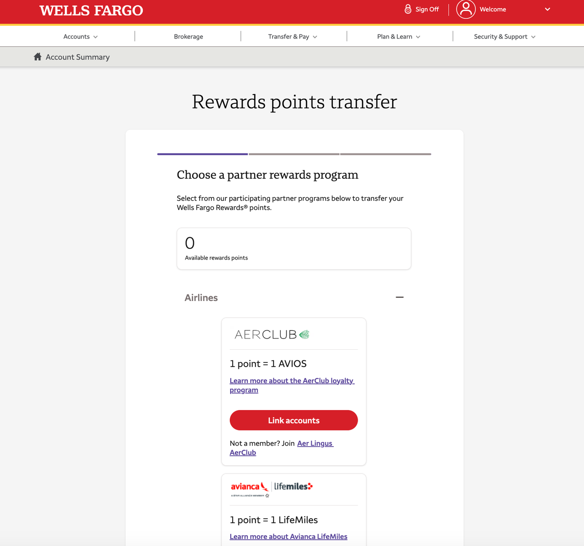 Wells Fargo Rewards Points Transfer Partners