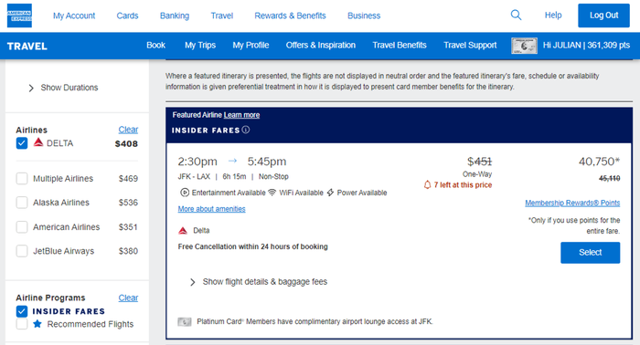 amex insider fare amex insider fare