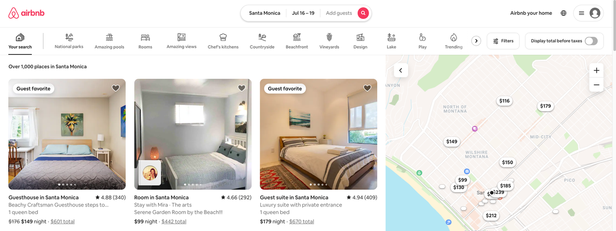 Airbnb Search Santa Monica