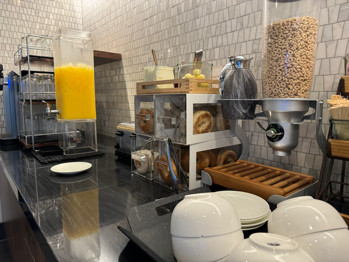 Amex Centurion Lounge LAX cereal and bagels