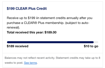 Amex Platinum Card CLEAR Plus tracker