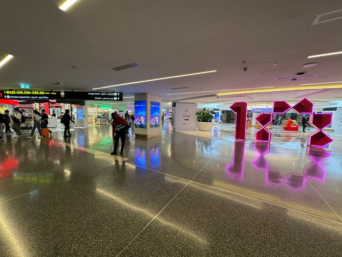 DOH path to Oryx Lounge North through Duty Free DOH path to Oryx Lounge North through Duty Free