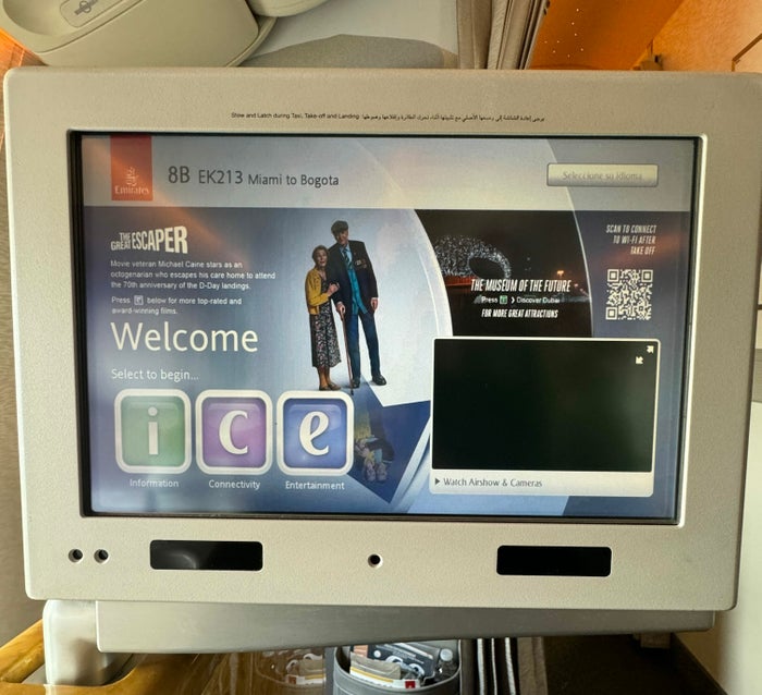 Emirates IFE screen Emirates IFE screen