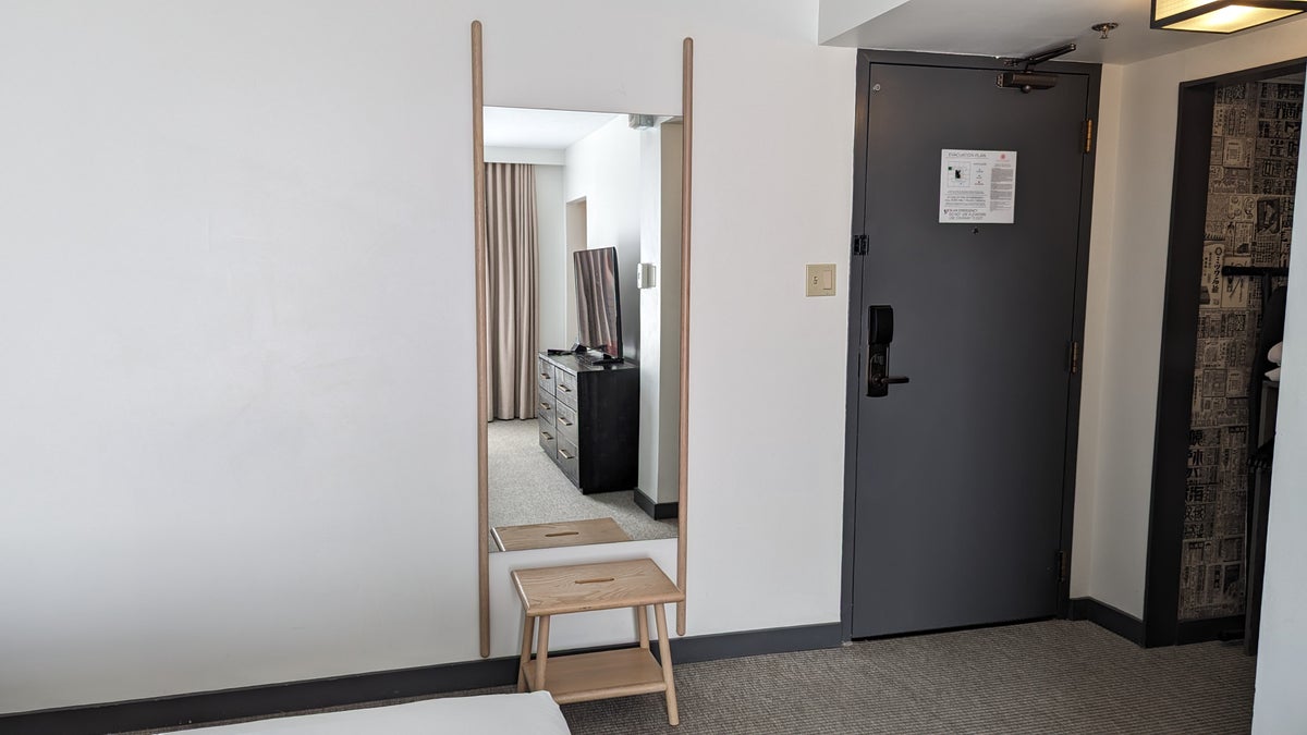 Hotel Kabuki San Francisco guest room entry mirror and stool