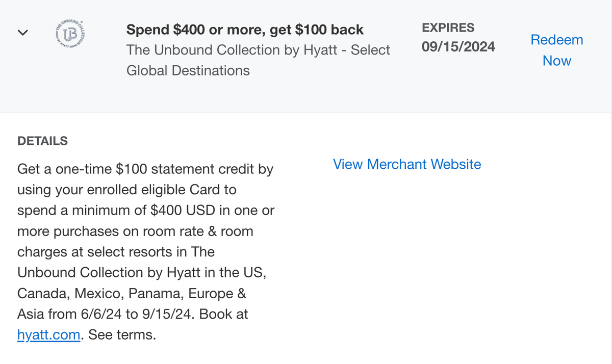Hyatt Hotel Amex Offer