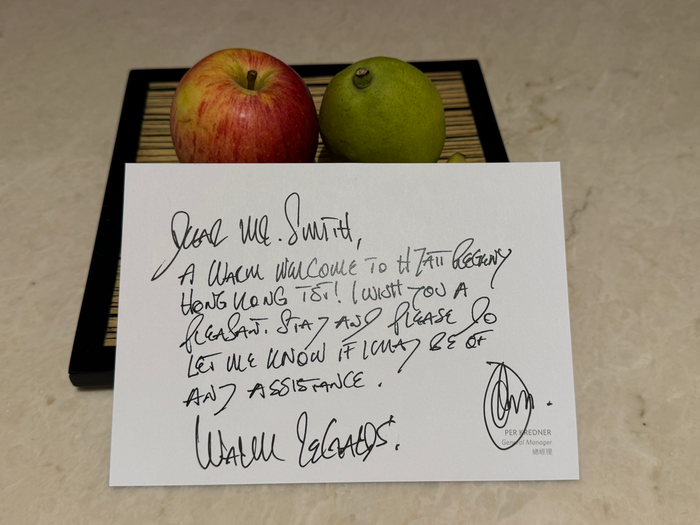 Hyatt Regency Hong Kong Tsim Sha Tsui welcome gift Hyatt Regency Hong Kong Tsim Sha Tsui welcome gift