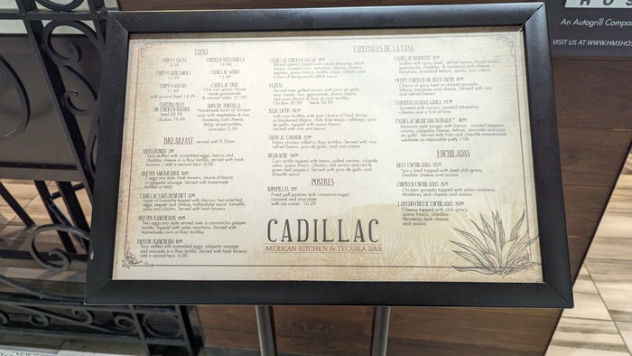 IAH to LAS Terminal A Priority Pass restaurant Cadillac Bar menu IAH to LAS Terminal A Priority Pass restaurant Cadillac Bar menu