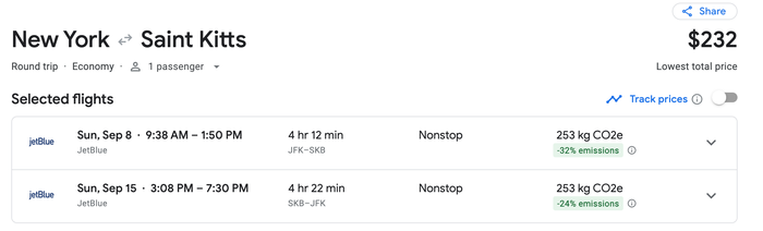 New York to Saint Kitts B6 Deal New York to Saint Kitts B6 Deal