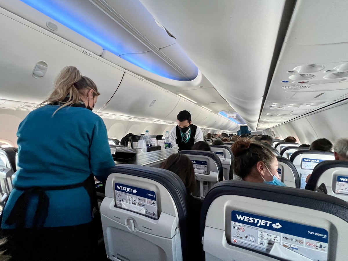 Onboard WestJet 737 in economy