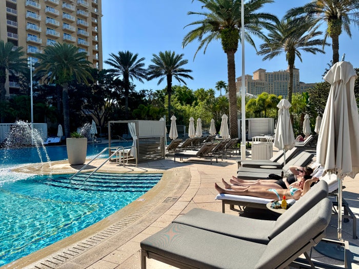 Fairmont Monte Carlo Pool View Kellie Jez Ritz Carlton Orlando Grande Lakes Pool Loungers