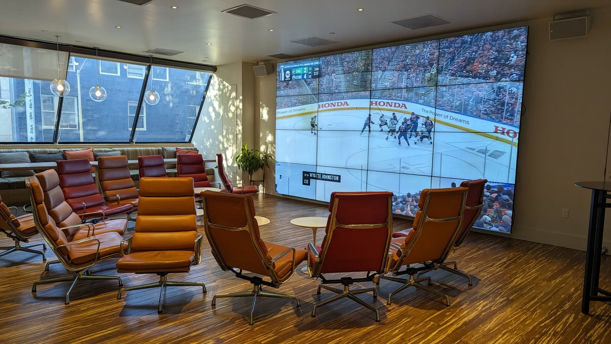 San Francisco Hilton Financial District lobby The Cloud TV