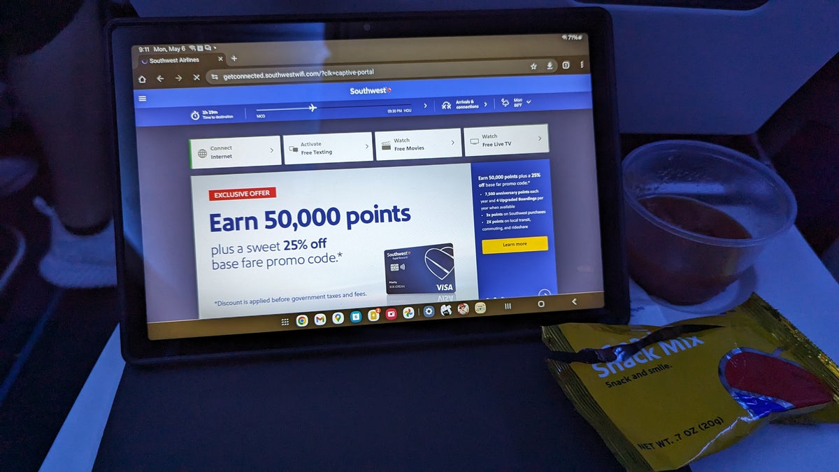 Southwest MCO to HOU amenities inflight entertainment