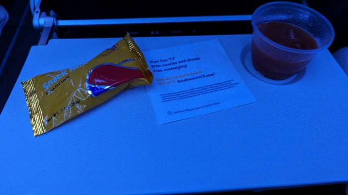 Southwest MCO to HOU food and beverage snacks