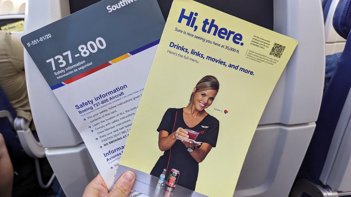 Southwest MCO to HOU seats literature