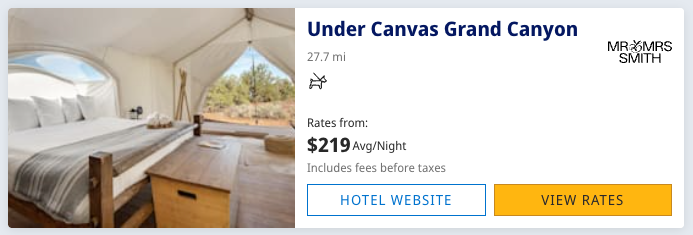 Under Canvas Grand Canyon Pricing