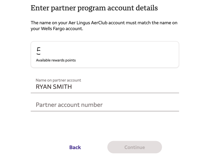 Wells Fargo transfer setup with Aer Lingus AerClub Wells Fargo transfer setup with Aer Lingus AerClub