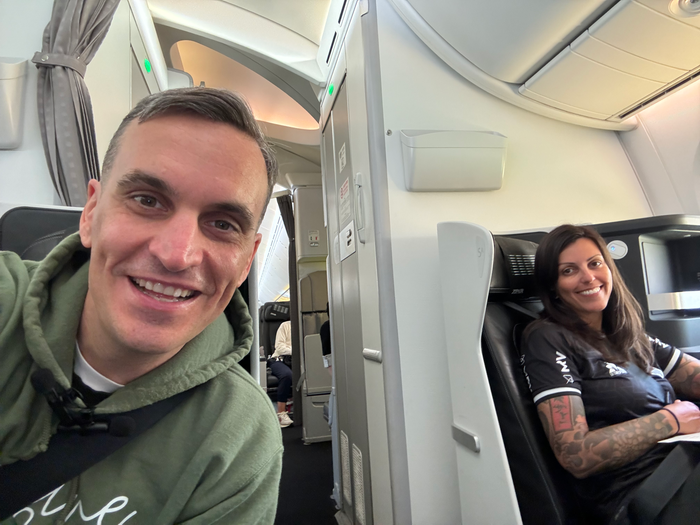 Zipair LAX NRT business class Ryan and wife