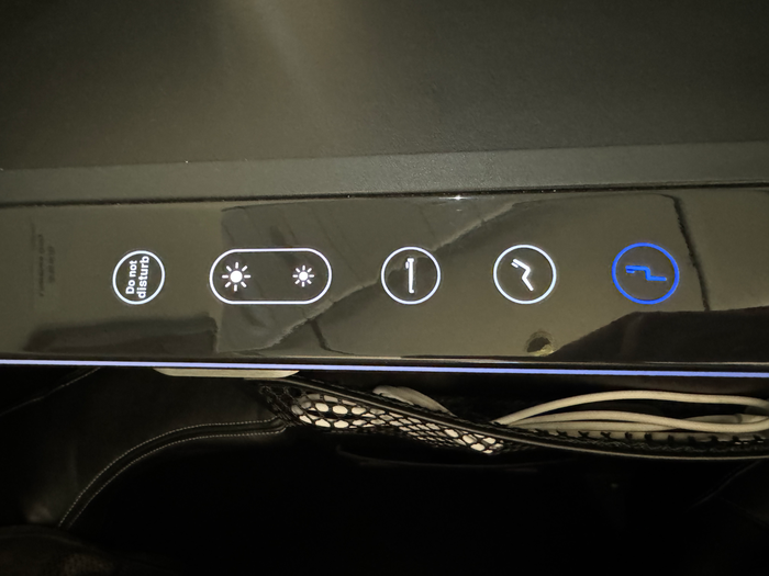 Zipair LAX NRT business class seat controls