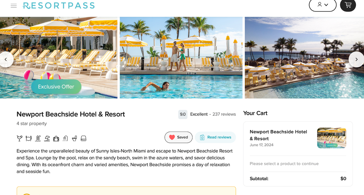 ResortPass Booking Screen