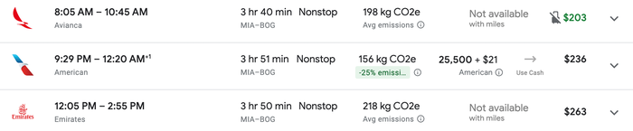 MIA BOG flight rates MIA BOG flight rates