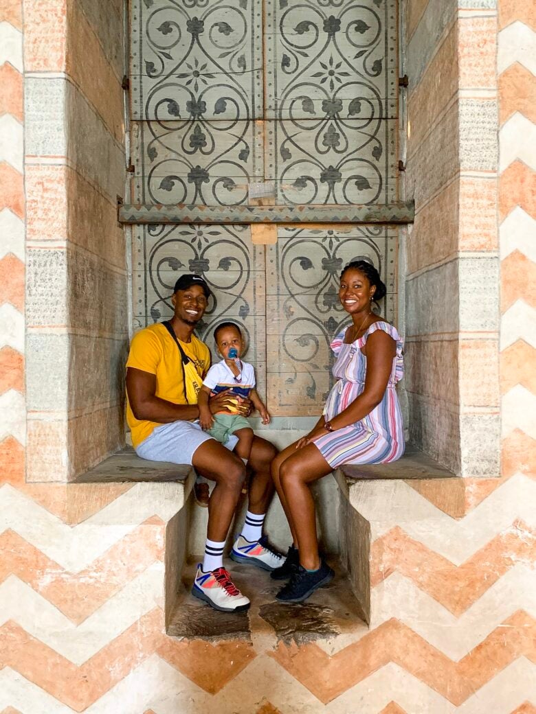 Ashley, her husband, and her young son in Montreaux, Switzerland.