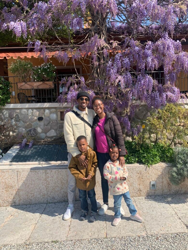 Ashley and her family after lunch at Lake Garda, Italy.