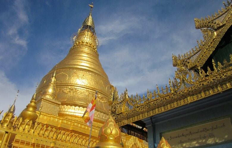 A gold temple in Myanmar.