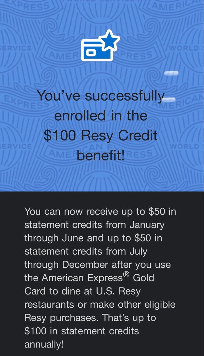 Amex Gold Resy Enrolled Amex Gold Resy Enrolled