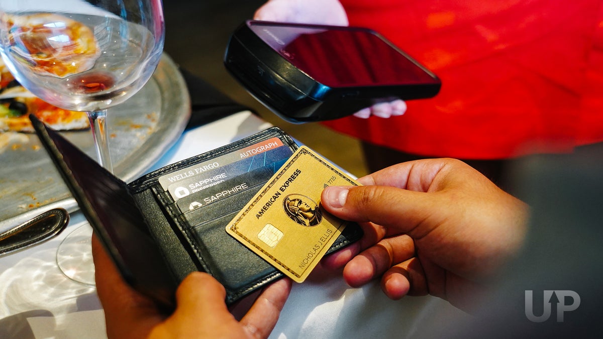 Amex Gold and 3 Cards in Wallet at Restaurant Upgraded Points LLC 2