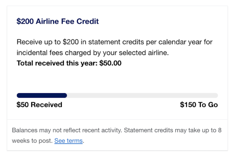 Amex Platinum airline fee credit tracker