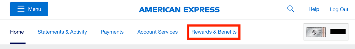 Amex menu rewards and benefits