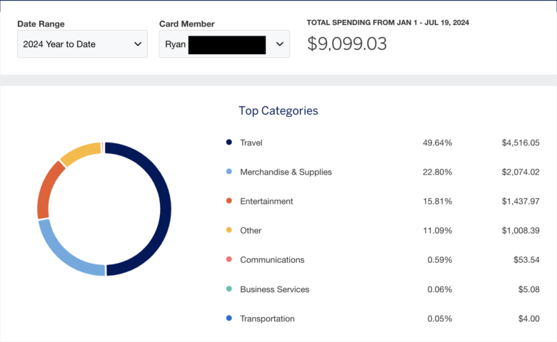 Amex year to date spending report