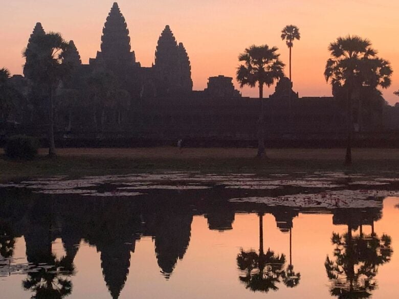 Sunrise at Angkor Wat in Siem Riep, Cambodia.