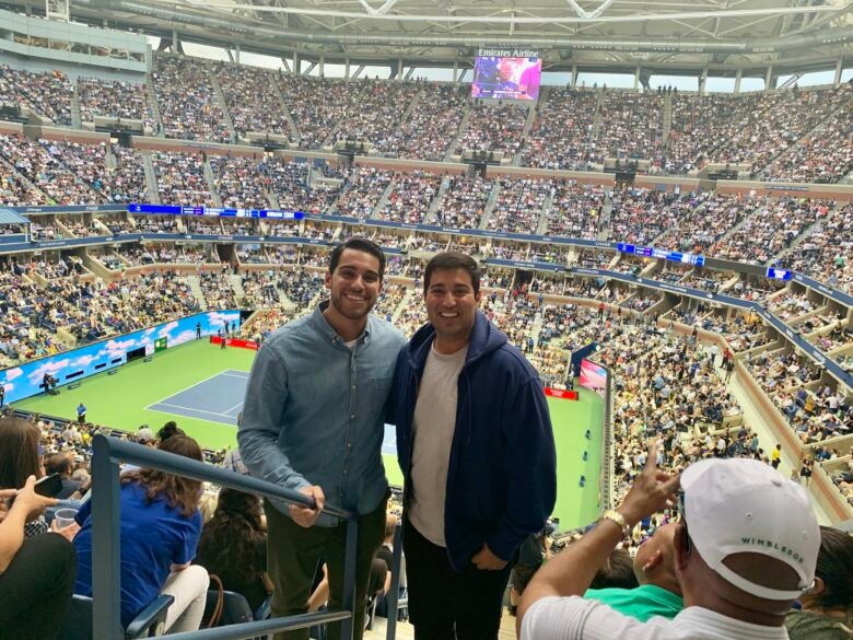 Experiencing the electric atmosphere in Arthur Ashe stadium in New York City with my brother.
