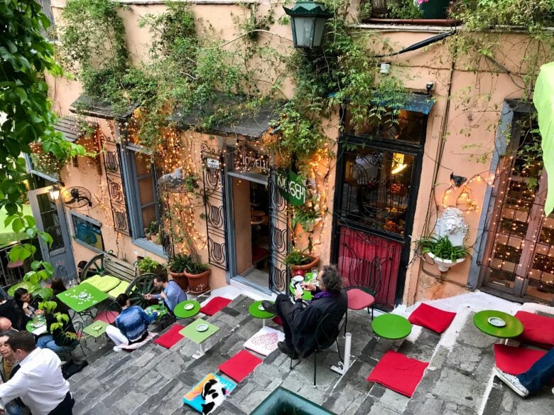 A gorgeous little spot to sit and people watch in Athens, Greece