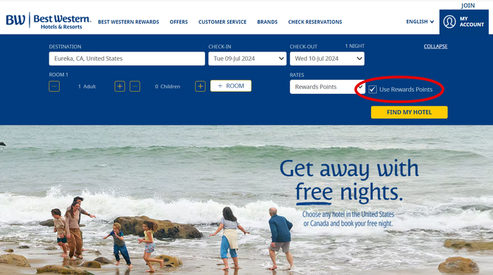 Best Western award booking Best Western award booking