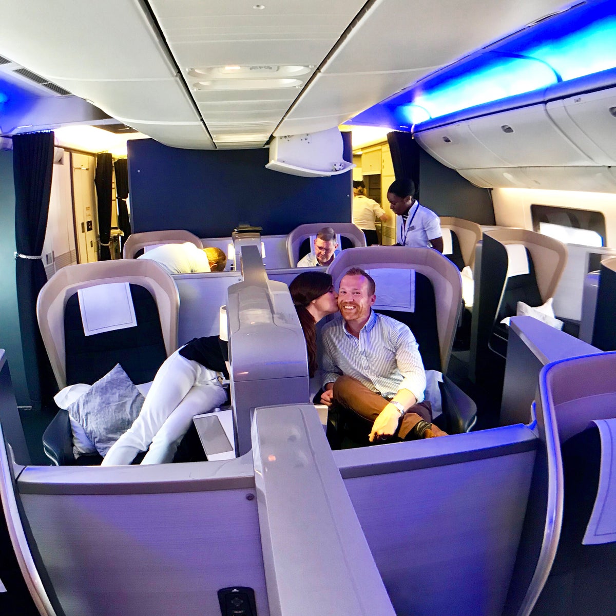 Quick smooch in BA First Class!
