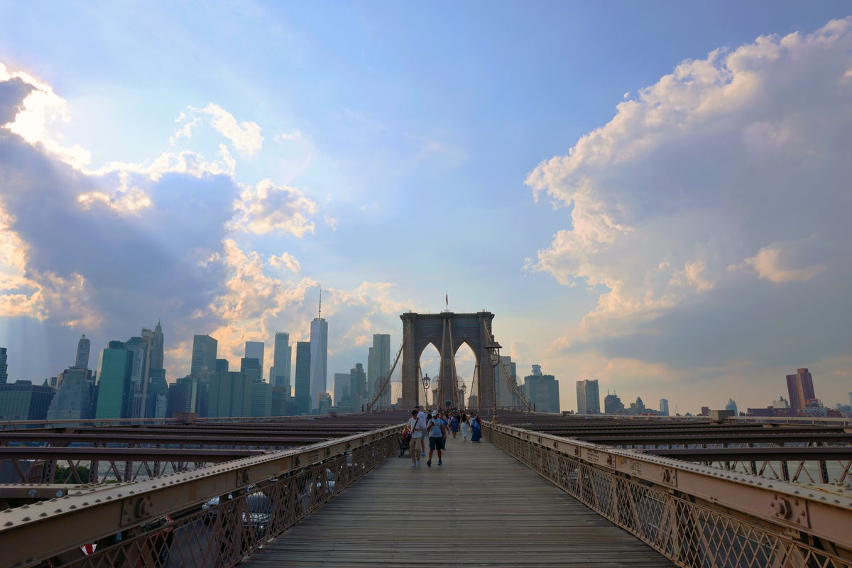 Brooklyn Bridge Lower Manhattan skyline