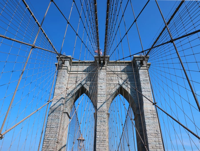 Brooklyn Bridge tower webwork Brooklyn Bridge tower cablework