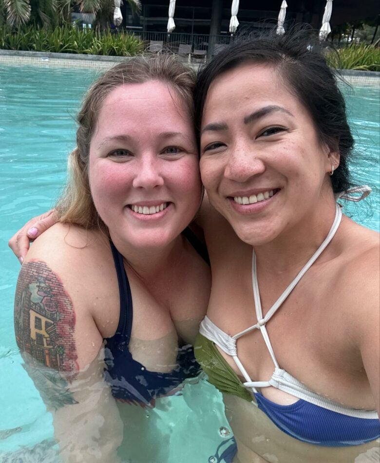 This is my friend Katherine and I in the pool at the Grand Hyatt Rio - one day after our Taylor Swift concert was canceled! We made the best of it and still came home with a tan.