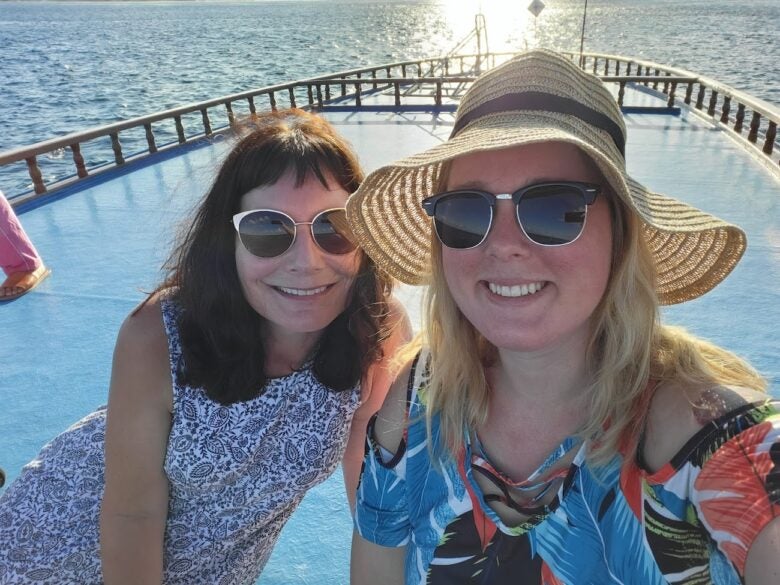 The Maldives is my go-to for my birthday, and I drag everyone I can to visit, like this pic with my stepmom Joni in 2021.