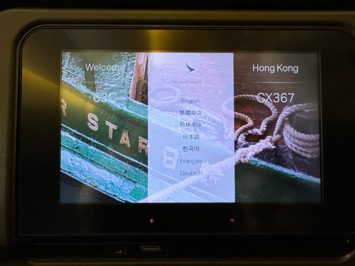 Cathay Pacific B777 300 entertainment screen home page